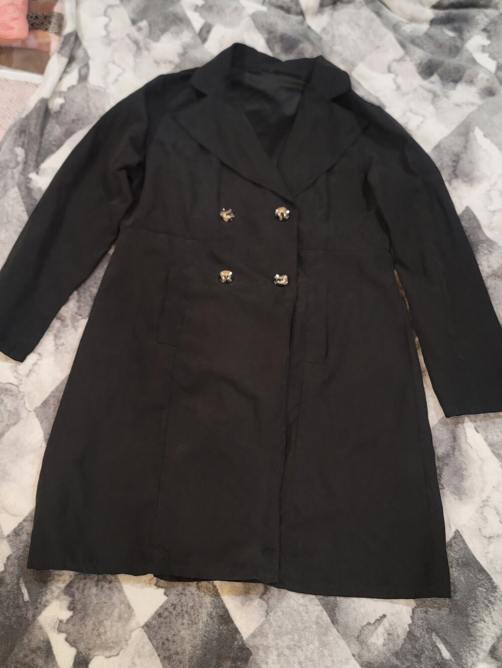 Classic Black Double-Breasted Women's Coat - Unbranded